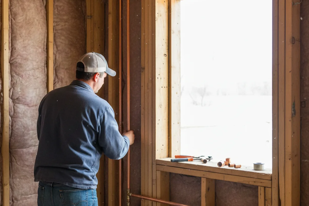 Licensed plumber running new copper supply lines in a Frankton home