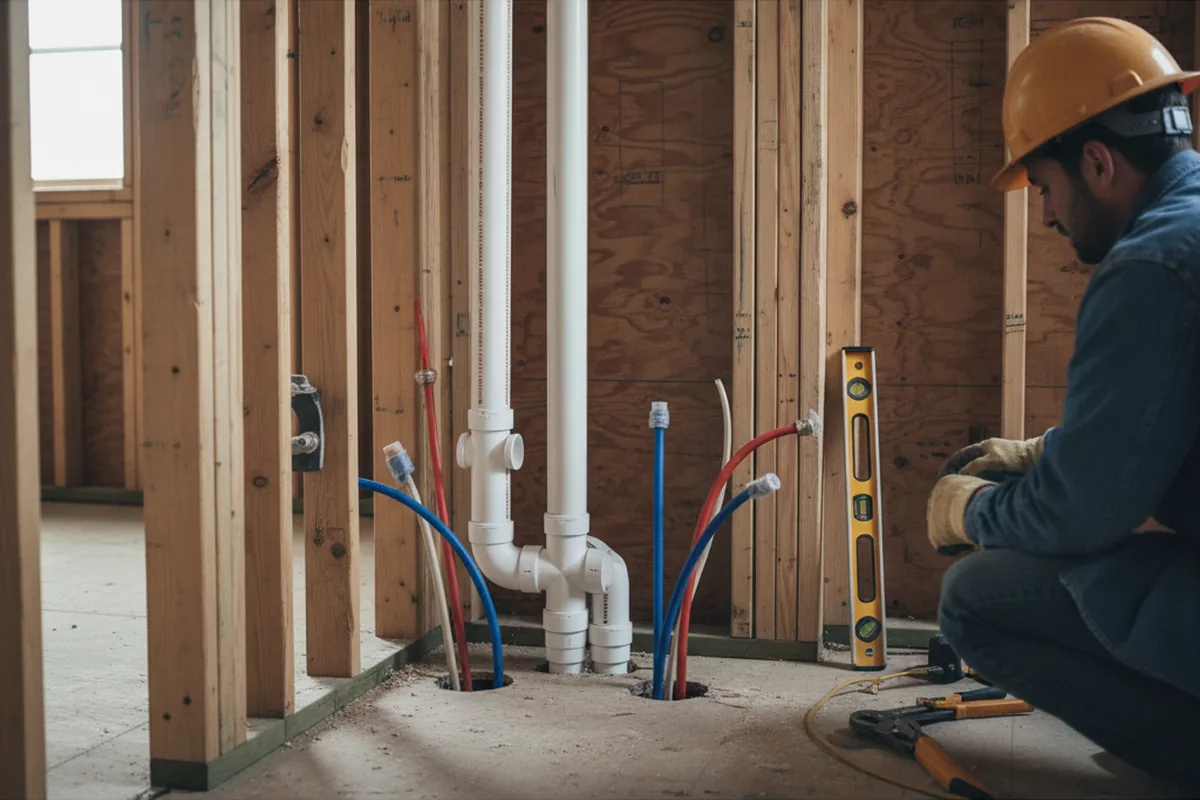 Drain and supply rough-in during Toilet Repair and Installation in Frankton