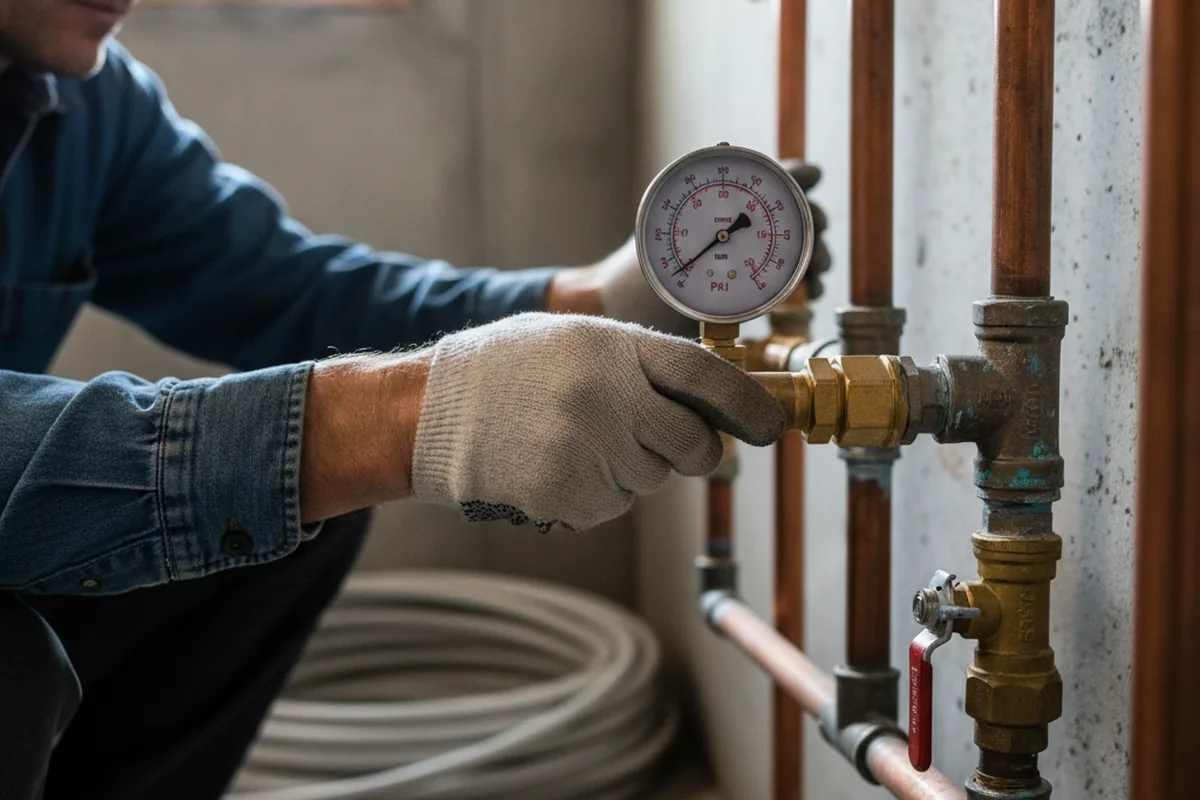Pressure testing a repaired line during Water Line Repair in Frankton
